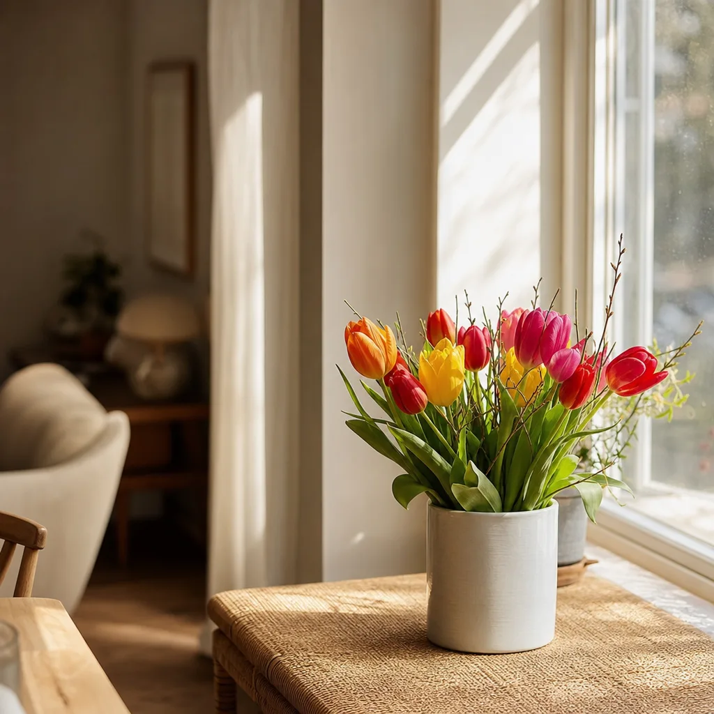 Färsk bukett bunden av en lokal florist, redo att levereras som blombud i Barbados