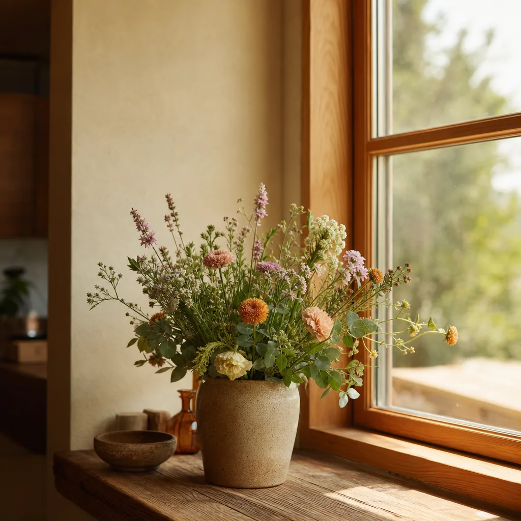 Färsk bukett bunden av en lokal florist, redo att levereras som blombud i Cypern