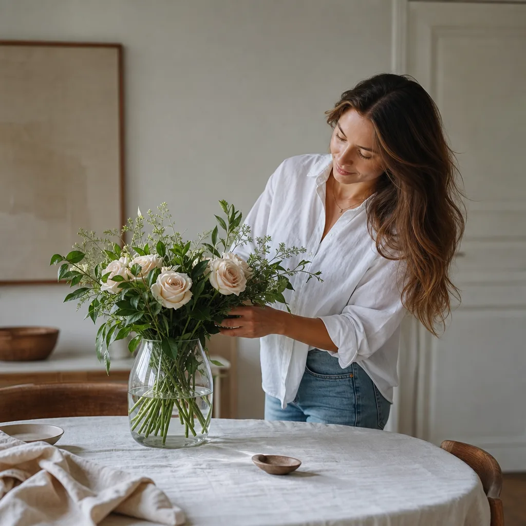 Färsk bukett bunden av en lokal florist, redo att levereras som blombud i Estland