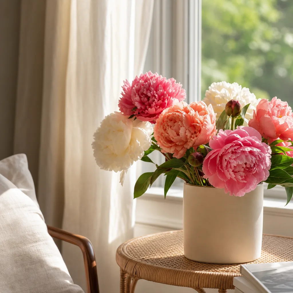 Färsk bukett bunden av en lokal florist, redo att levereras som blombud i Jamaica
