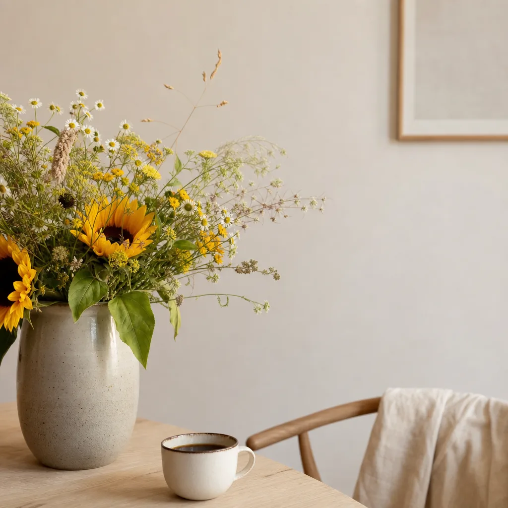 Färsk bukett bunden av en lokal florist, redo att levereras som blombud i Kazakstan