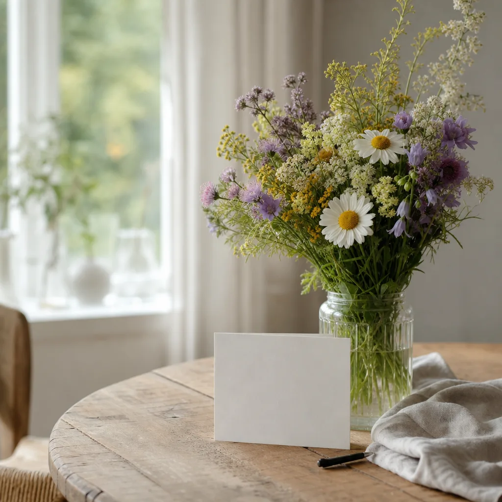 Färsk bukett bunden av en lokal florist, redo att levereras som blombud i Liechtenstein