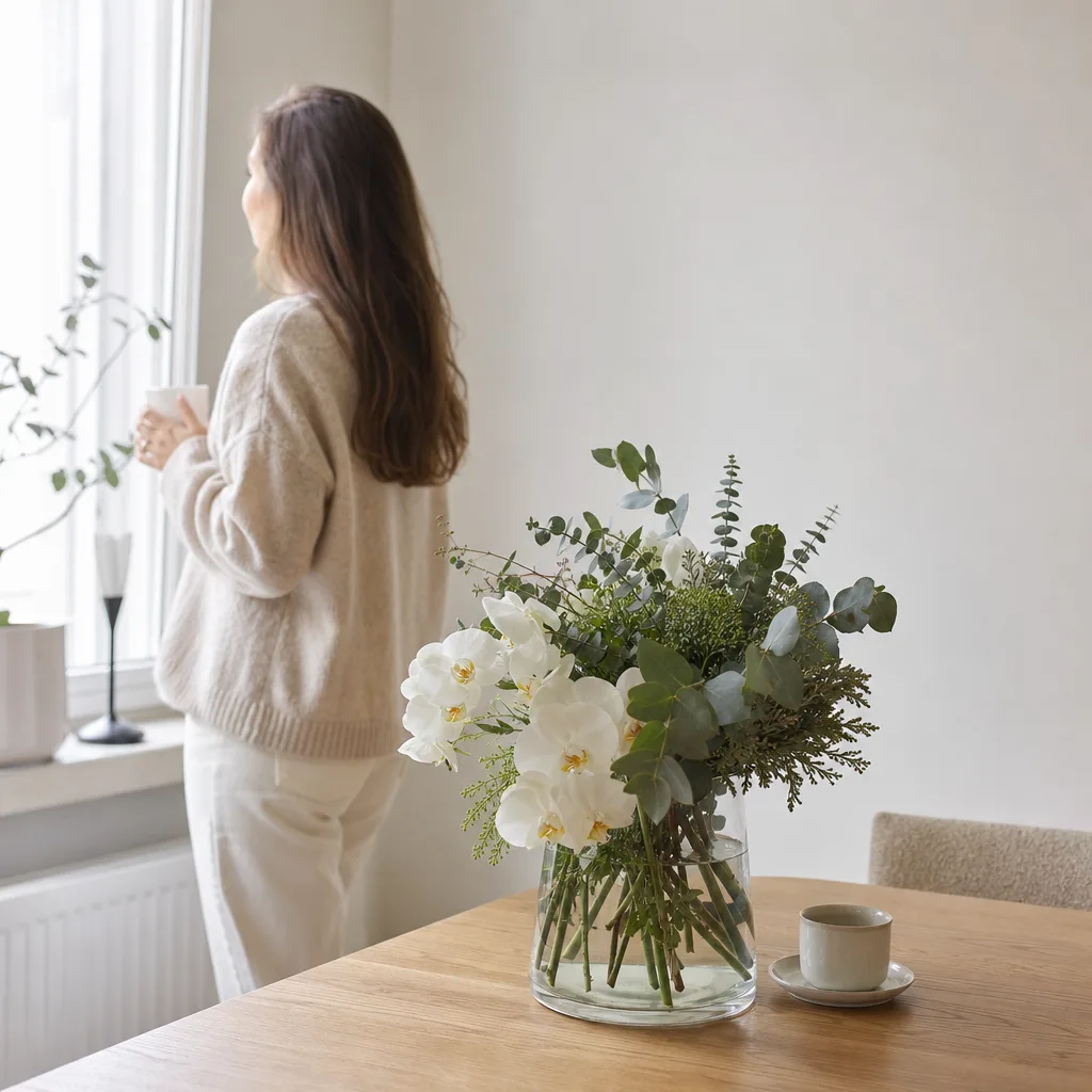 Färsk bukett bunden av en lokal florist, redo att levereras som blombud i Mexiko