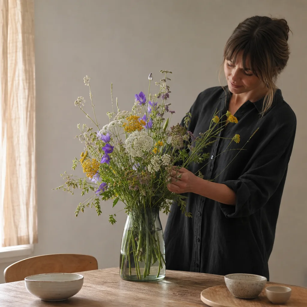 Färsk bukett bunden av en lokal florist, redo att levereras som blombud i Moldavien