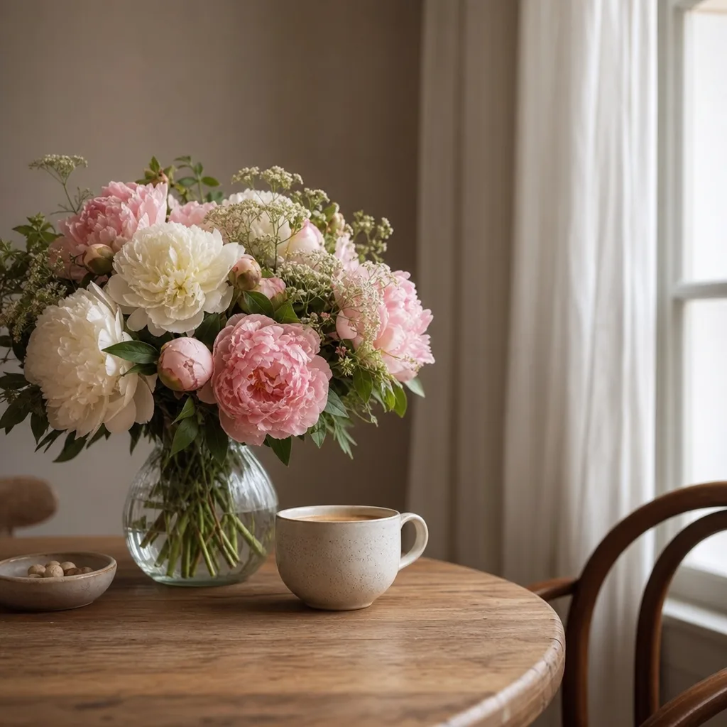 Färsk bukett bunden av en lokal florist, redo att levereras som blombud i Oman
