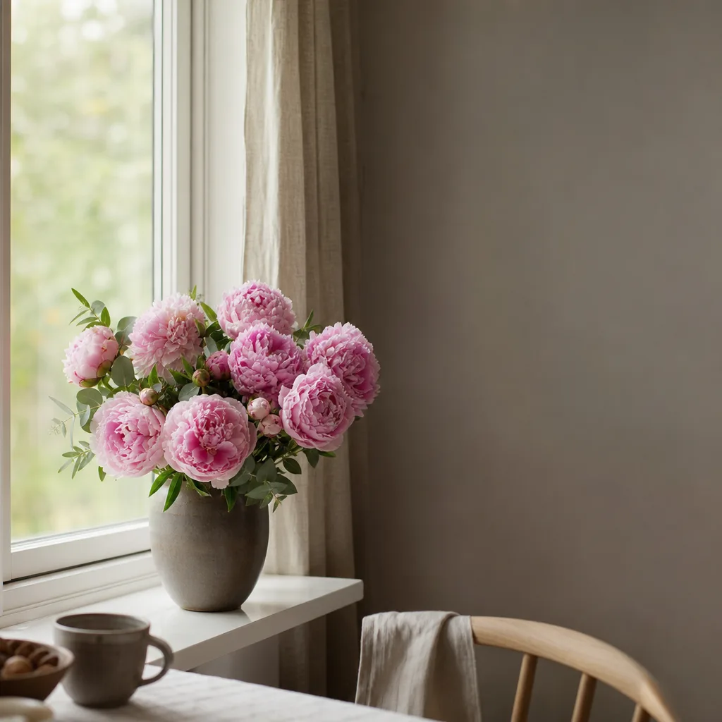 Färsk bukett bunden av en lokal florist, redo att levereras som blombud i Österrike