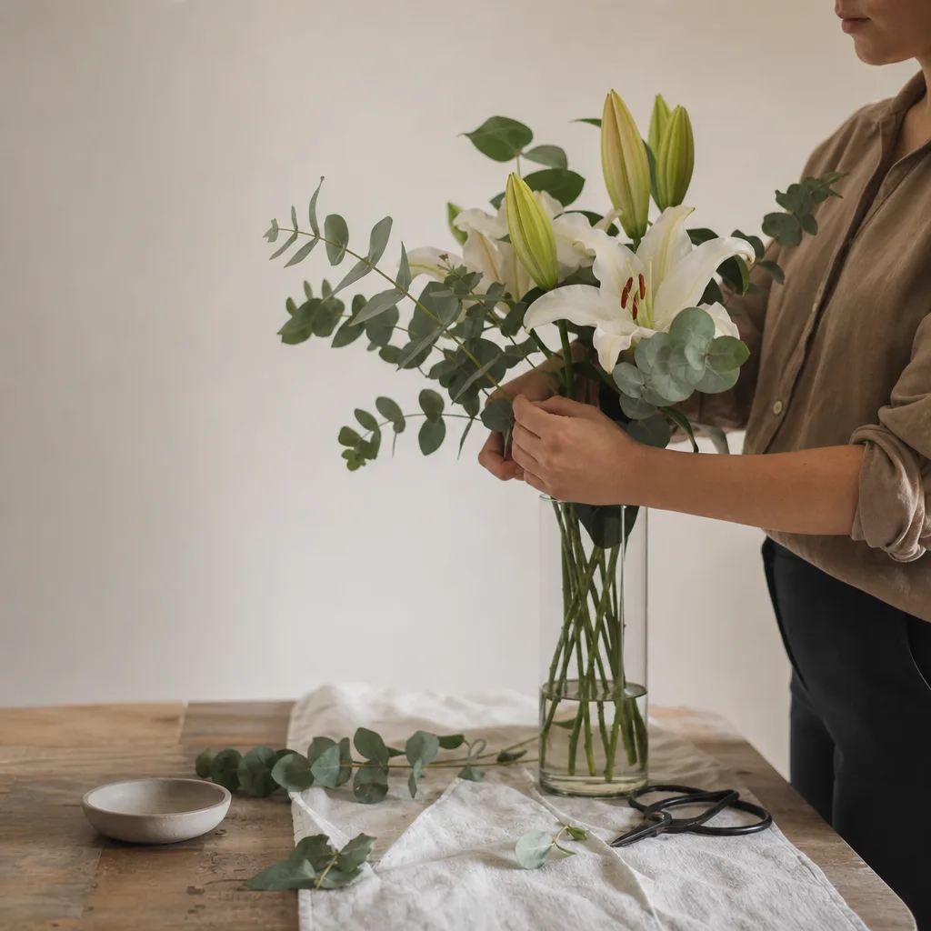 Färsk bukett bunden av en lokal florist, redo att levereras som blombud i Pakistan